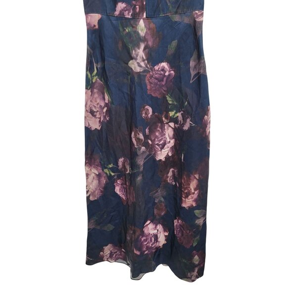 Vince Night Garden Print Satin Square Neck Slip Maxi Dress Sz 4 Wedding Guest - Picture 12 of 15